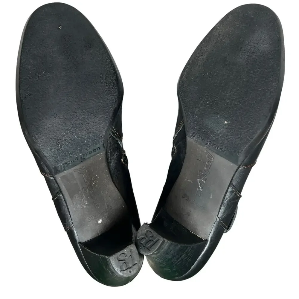Paul Green Harness Boots 6.5 Black Leather Buckle‎ Cuffed Western Ankle Booties
